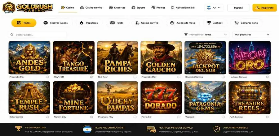 Juegos populares en Gold Rush Casino