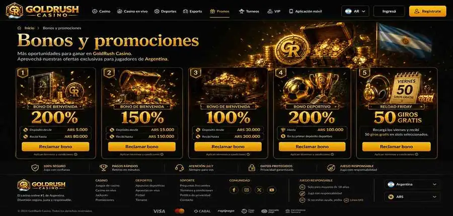 Bonos en Gold Rush Casino