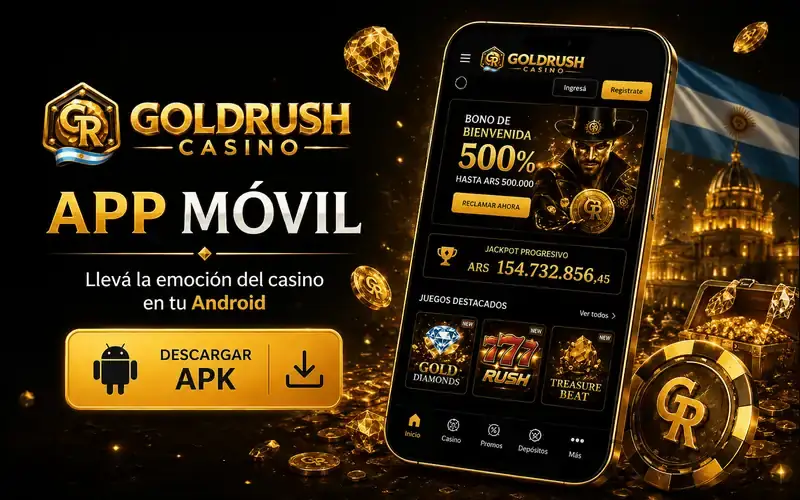 Aplicación móvil de Gold Rush Casino para jugar desde Android en Argentina