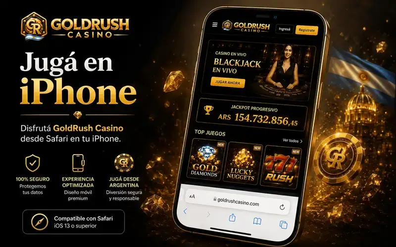 Gold Rush Casino desde iPhone y Safari para jugadores de Argentina